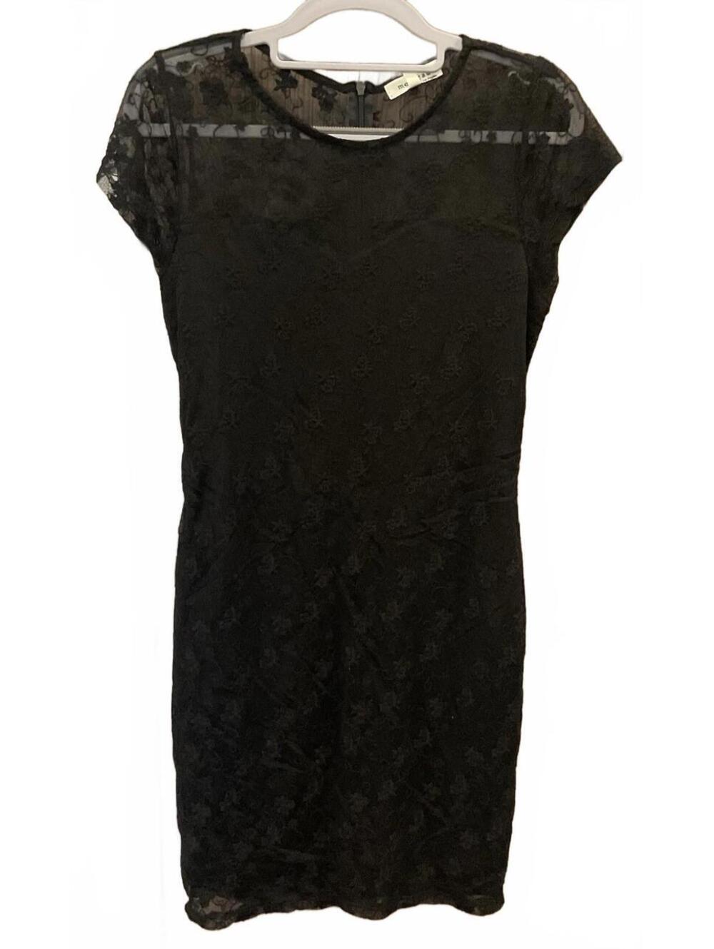 Monteau Los Angeles Womens Short Sleeve Lace Top ZIP Back Dress Size L